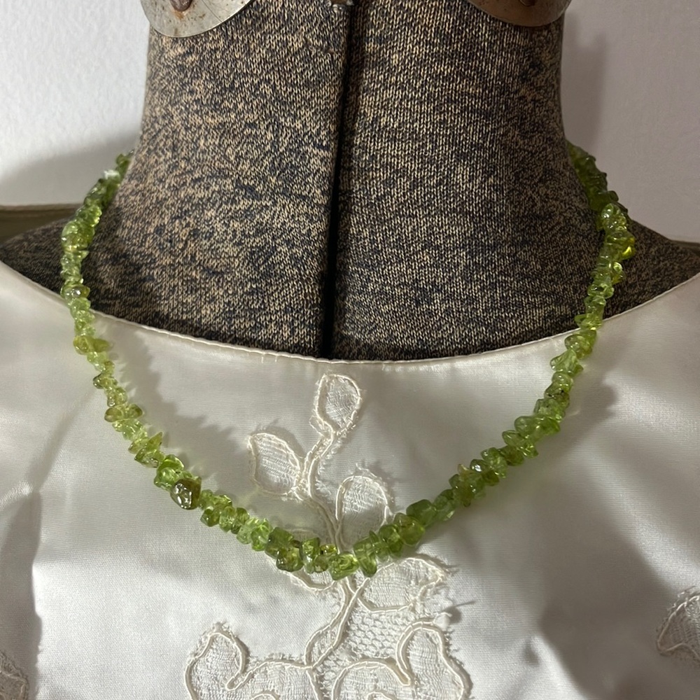 Green Stone / Peridot Necklace with Sterling Clasp